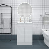 600mm Premium MDF Gloss White Freestanding Bathroom Vanity with Legs/Kickboard