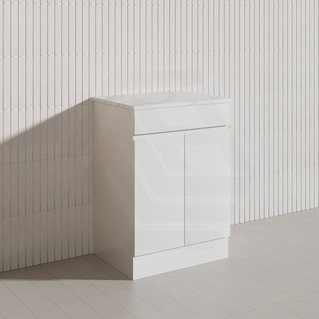 Macho 600mm Premium MDF Gloss White Freestanding Bathroom Vanity with Legs/Kickboard