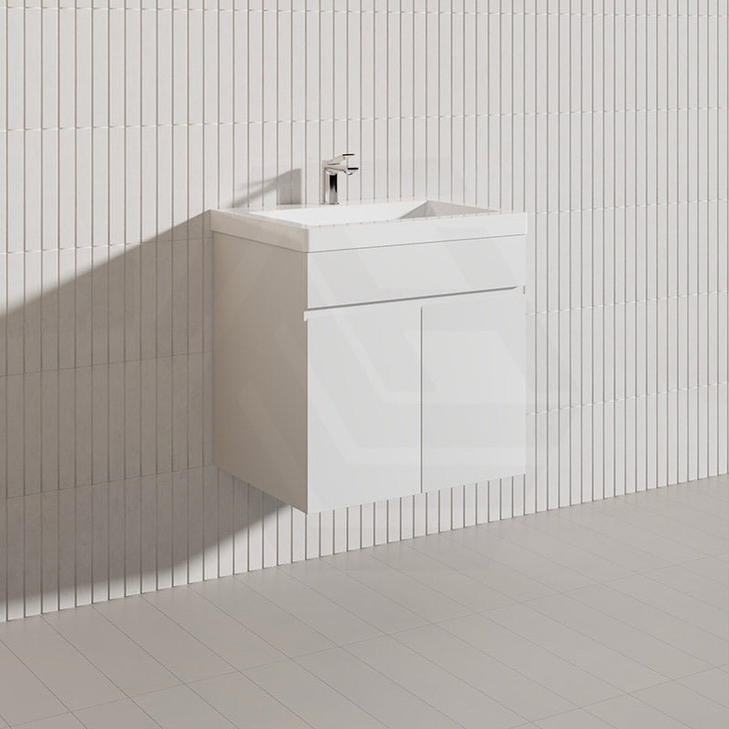 Macho 600mm Premium MDF Gloss White Wall Hung Vanity with Soft Closing Doors