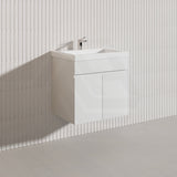 Macho 600mm Premium MDF Gloss White Wall Hung Vanity with Soft Closing Doors
