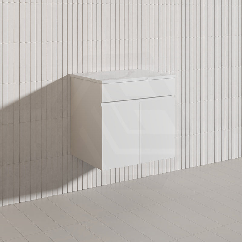 Macho 600mm Premium MDF Gloss White Wall Hung Vanity with Soft Closing Doors