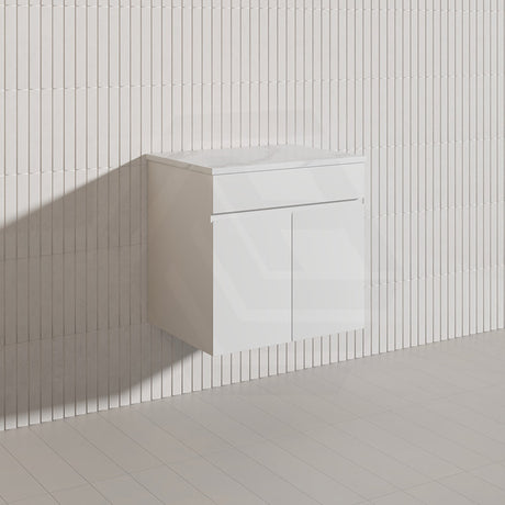 Macho 600mm Premium MDF Gloss White Wall Hung Vanity with Soft Closing Doors