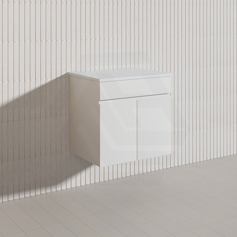 Macho 600mm Premium MDF Gloss White Wall Hung Vanity with Soft Closing Doors