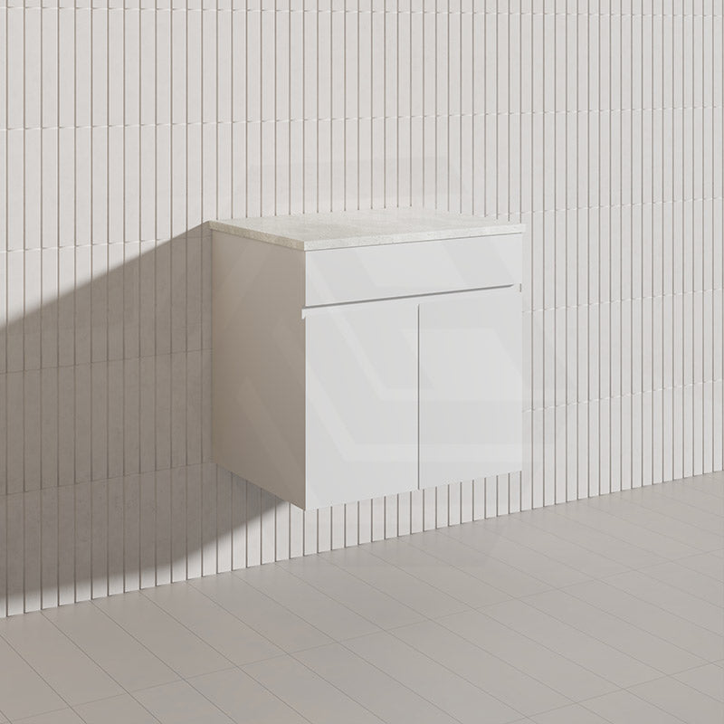 Macho 600mm Premium MDF Gloss White Wall Hung Vanity with Soft Closing Doors
