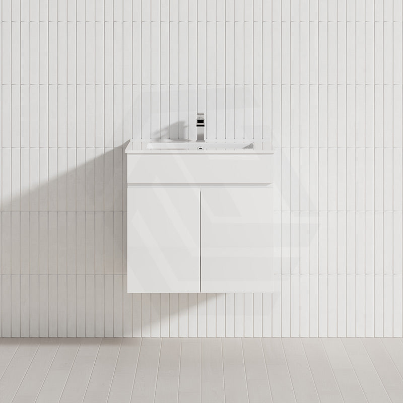 Macho 600mm Premium MDF Gloss White Wall Hung Vanity with Soft Closing Doors