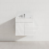 Macho 600mm Premium MDF Gloss White Wall Hung Vanity with Soft Closing Doors