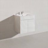 Macho 600mm Premium MDF Gloss White Wall Hung Vanity with Soft Closing Doors