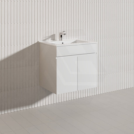 Macho 600mm Premium MDF Gloss White Wall Hung Vanity with Soft Closing Doors