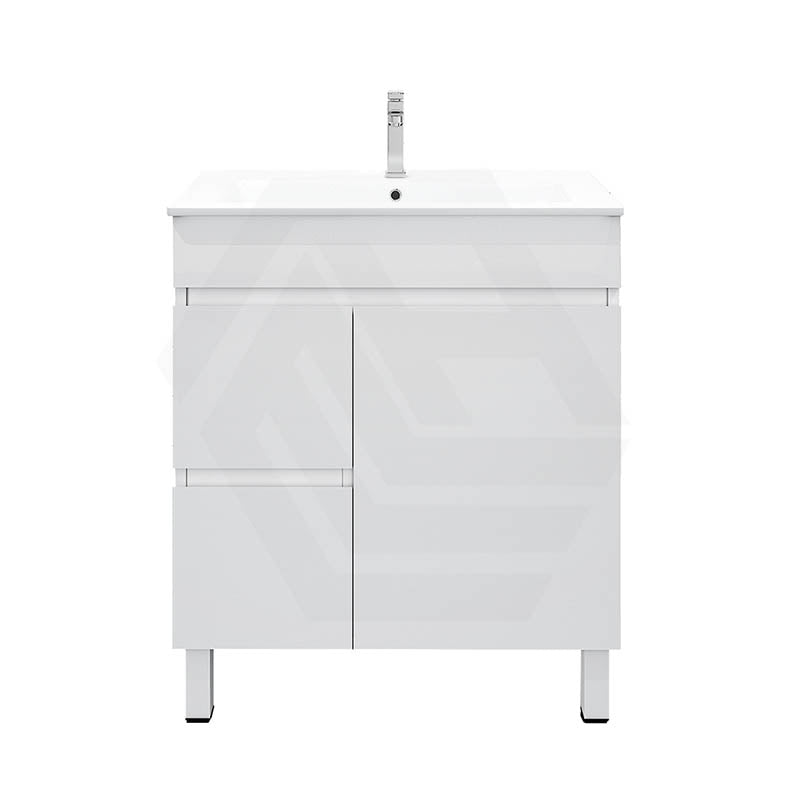 750mm MACHO Narrow Premium MDF Gloss White Freestanding Vanity with Left/Right Drawers
