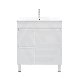 750mm MACHO Narrow Premium MDF Gloss White Freestanding Vanity with Left/Right Drawers
