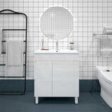 750mm MACHO Narrow Premium MDF Gloss White Freestanding Vanity with Left/Right Drawers