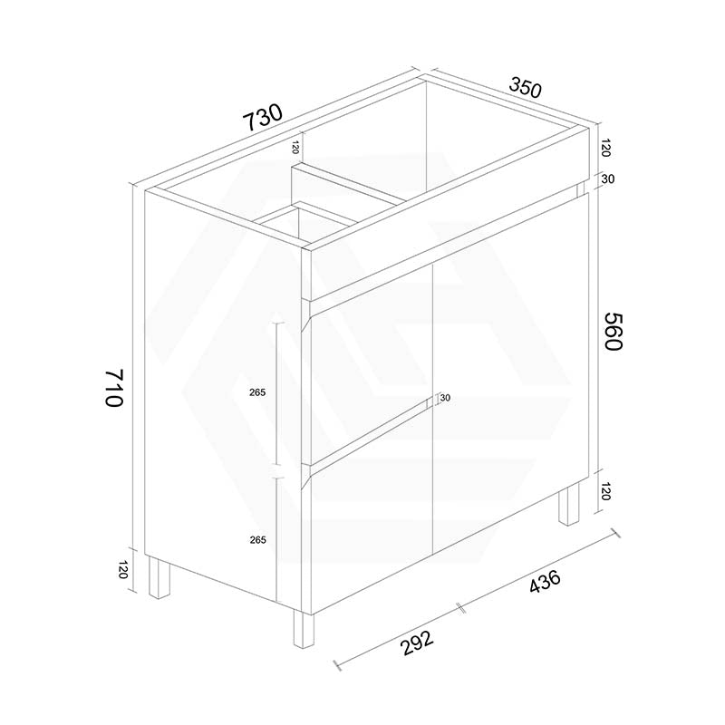 750mm MACHO Narrow Premium MDF Gloss White Freestanding Vanity with Left/Right Drawers