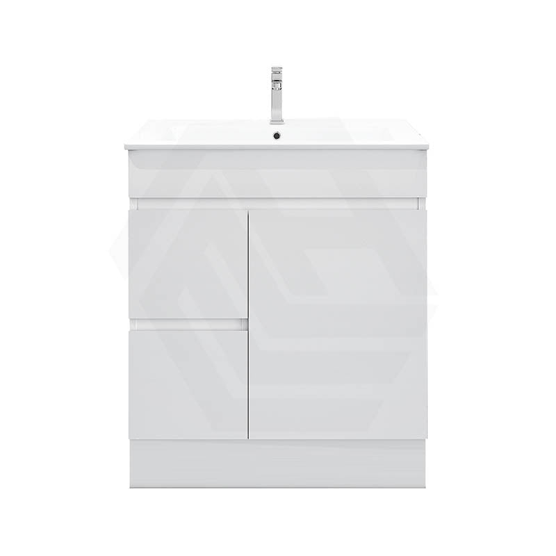 750mm MACHO Narrow Premium MDF Gloss White Freestanding Vanity with Left/Right Drawers