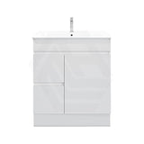 750mm MACHO Narrow Premium MDF Gloss White Freestanding Vanity with Left/Right Drawers