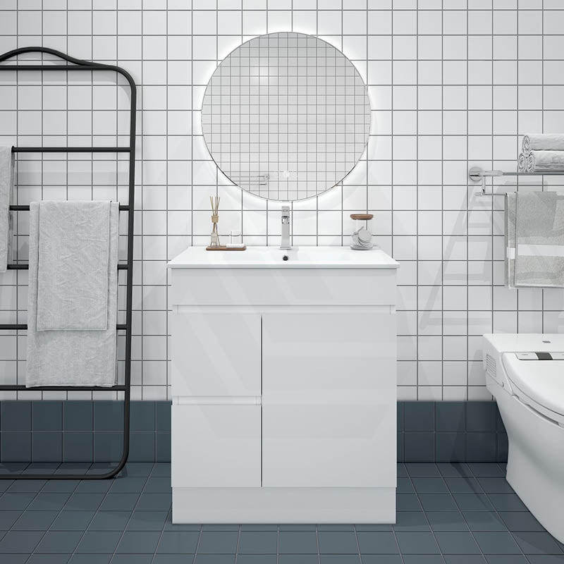 750mm MACHO Narrow Premium MDF Gloss White Freestanding Vanity with Left/Right Drawers