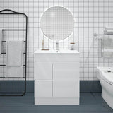 750mm MACHO Narrow Premium MDF Gloss White Freestanding Vanity with Left/Right Drawers