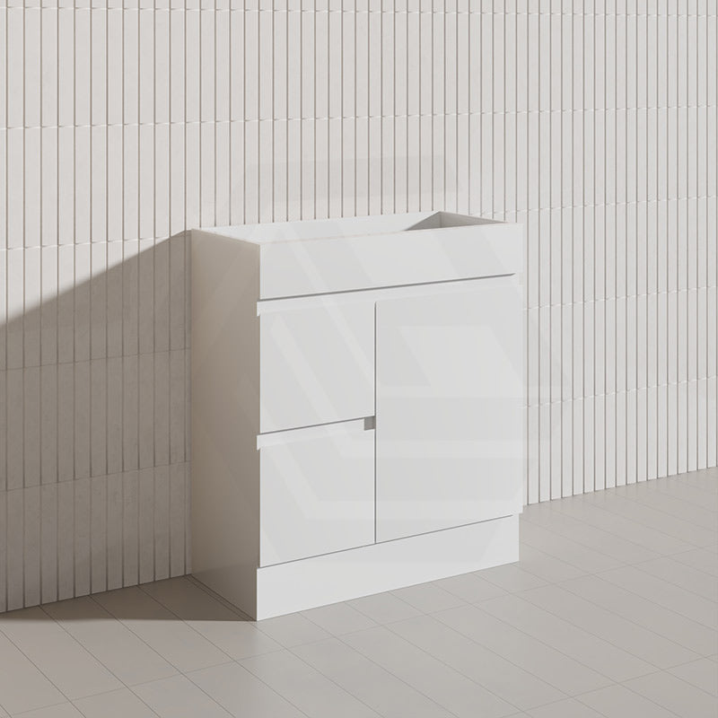 Macho 750mm Narrow Premium MDF Gloss White Freestanding Vanity with Left/Right Hand Drawers