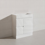 Macho 750mm Narrow Premium MDF Gloss White Freestanding Vanity with Left/Right Hand Drawers