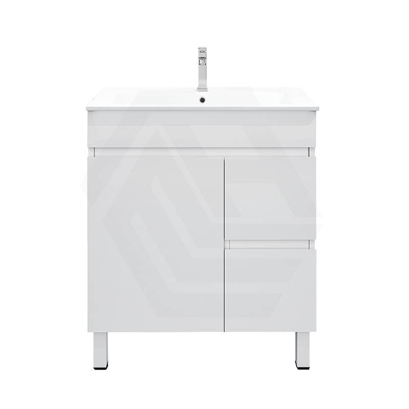 750mm MACHO Narrow Premium MDF Gloss White Freestanding Vanity with Left/Right Drawers