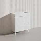 Macho 750mm Narrow Premium MDF Gloss White Freestanding Vanity with Left/Right Hand Drawers