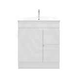 750mm MACHO Narrow Premium MDF Gloss White Freestanding Vanity with Left/Right Drawers