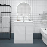 750mm MACHO Narrow Premium MDF Gloss White Freestanding Vanity with Left/Right Drawers