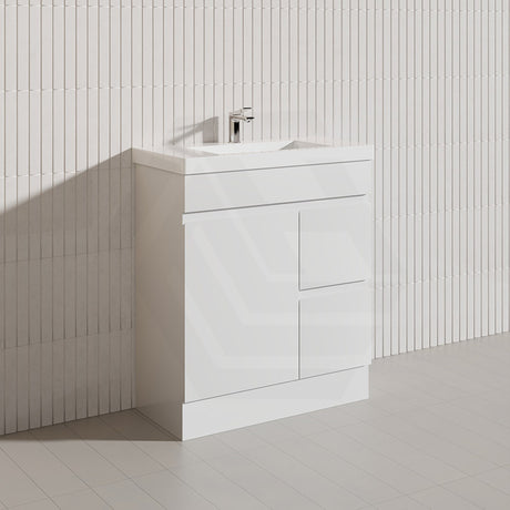 Macho 750mm Narrow Premium MDF Gloss White Freestanding Vanity with Left/Right Hand Drawers