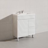 Macho 750mm Narrow Premium MDF Gloss White Freestanding Vanity with Left/Right Hand Drawers