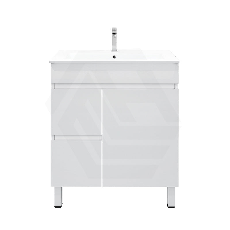 750mm Premium MDF Gloss White Freestanding Bathroom Vanity with Left/Right Hand Drawers