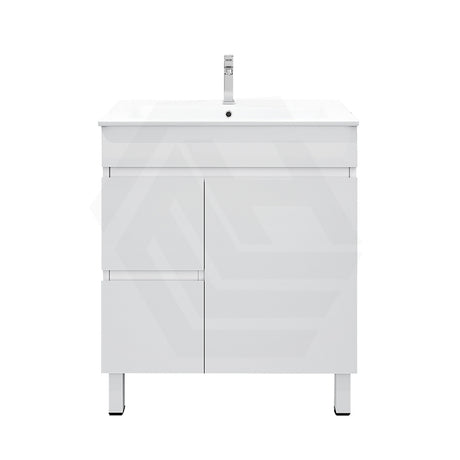 750mm Premium MDF Gloss White Freestanding Bathroom Vanity with Left/Right Hand Drawers