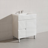 Macho 750mm Premium MDF Gloss White Freestanding Bathroom Vanity with Left/Right Hand Drawers