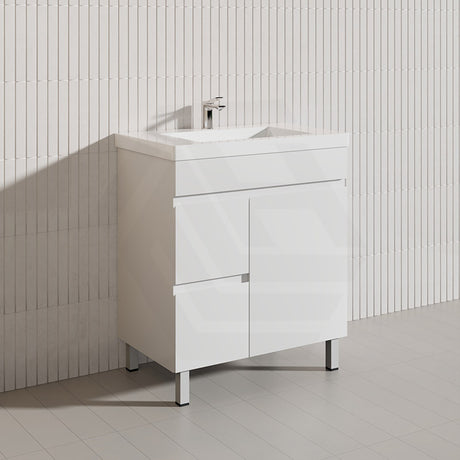 Macho 750mm Premium MDF Gloss White Freestanding Bathroom Vanity with Left/Right Hand Drawers