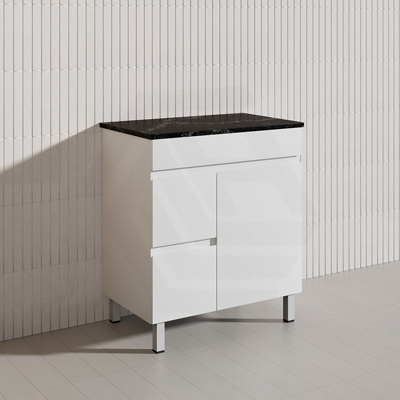 Macho 750mm Premium MDF Gloss White Freestanding Bathroom Vanity with Left/Right Hand Drawers