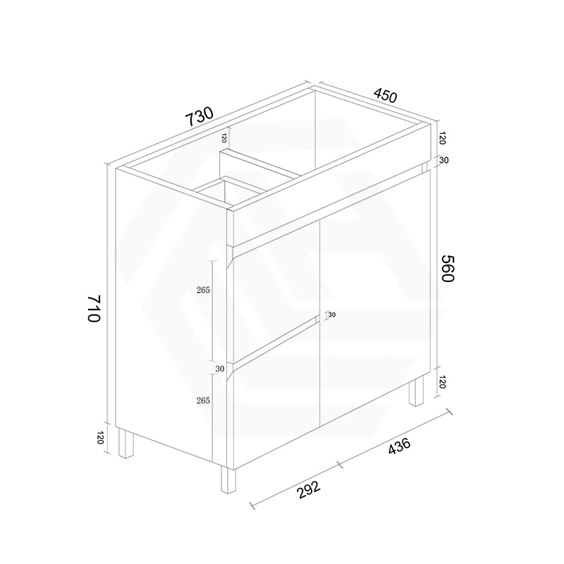750mm Premium MDF Gloss White Freestanding Bathroom Vanity with Left/Right Hand Drawers