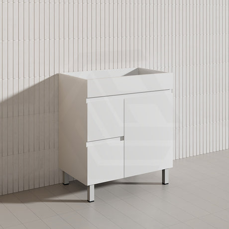 Macho 750mm Premium MDF Gloss White Freestanding Bathroom Vanity with Left/Right Hand Drawers