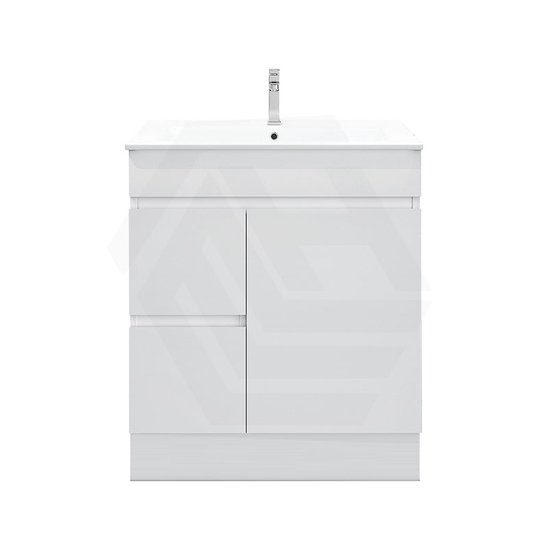 750mm Premium MDF Gloss White Freestanding Bathroom Vanity with Left/Right Hand Drawers