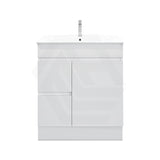 750mm Premium MDF Gloss White Freestanding Bathroom Vanity with Left/Right Hand Drawers