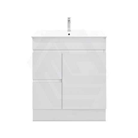 750mm Premium MDF Gloss White Freestanding Bathroom Vanity with Left/Right Hand Drawers