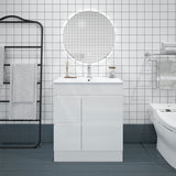 750mm Premium MDF Gloss White Freestanding Bathroom Vanity with Left/Right Hand Drawers