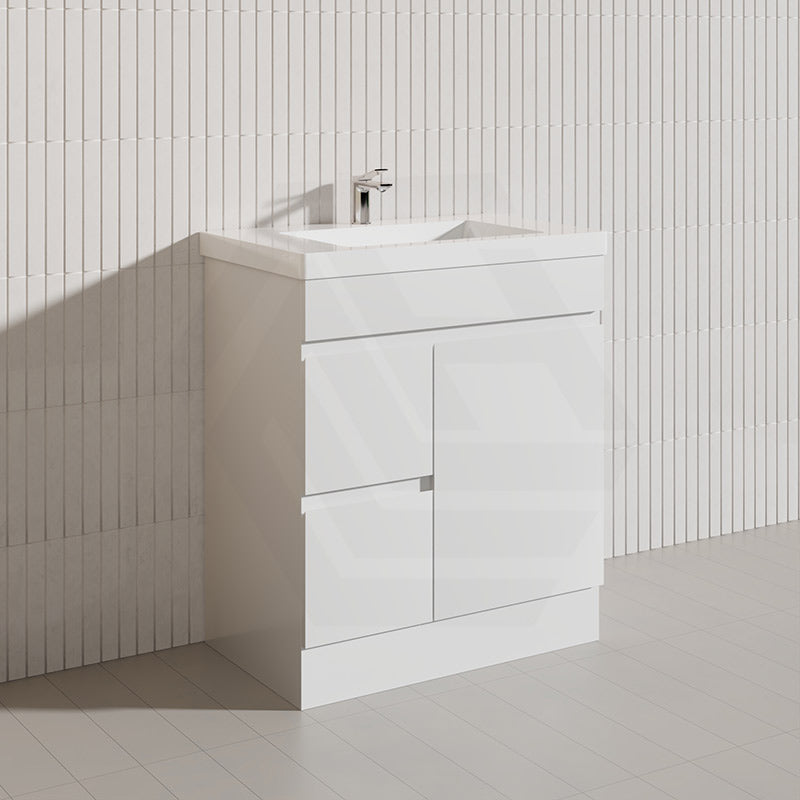 Macho 750mm Premium MDF Gloss White Freestanding Bathroom Vanity with Left/Right Hand Drawers