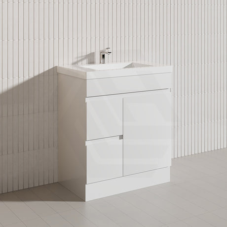Macho 750mm Premium MDF Gloss White Freestanding Bathroom Vanity with Left/Right Hand Drawers