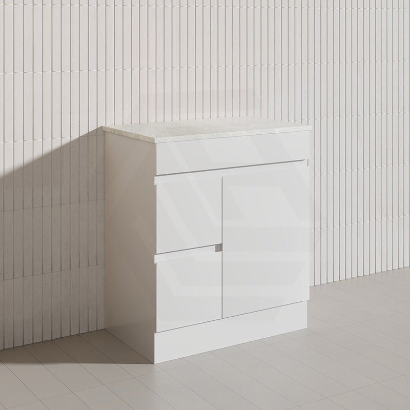 Macho 750mm Premium MDF Gloss White Freestanding Bathroom Vanity with Left/Right Hand Drawers