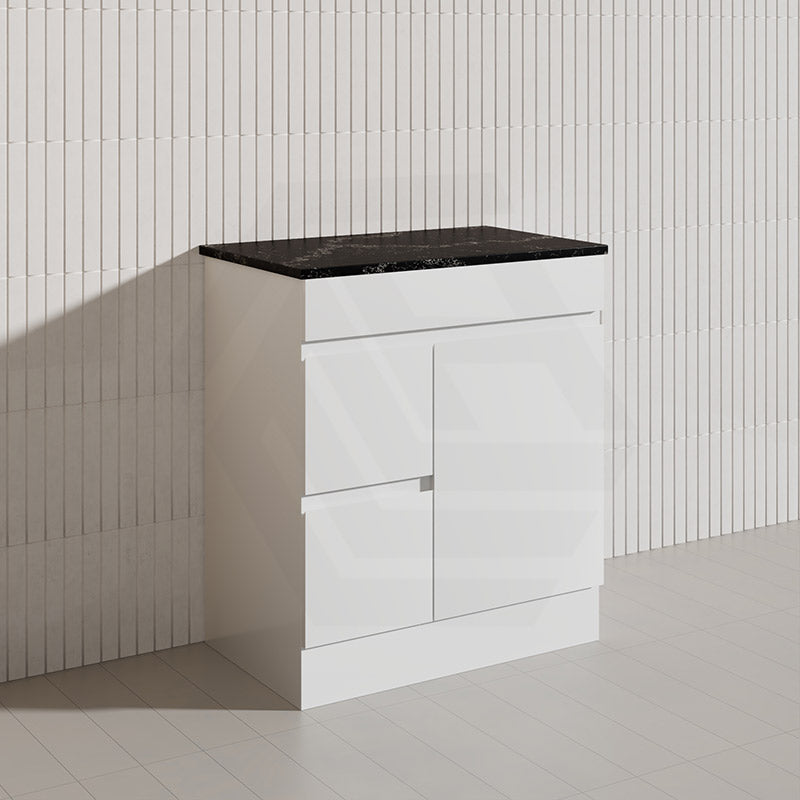 Macho 750mm Premium MDF Gloss White Freestanding Bathroom Vanity with Left/Right Hand Drawers