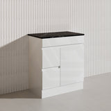 Macho 750mm Premium MDF Gloss White Freestanding Bathroom Vanity with Left/Right Hand Drawers