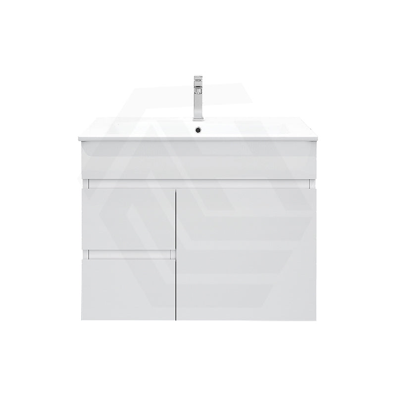 750mm Premium MDF Gloss White Wall Hung Vanity with Left/Right Hand Drawers