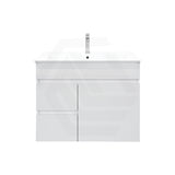 750mm Premium MDF Gloss White Wall Hung Vanity with Left/Right Hand Drawers