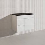 Macho 750mm Premium MDF Gloss White Wall Hung Vanity with Left/Right Hand Drawers