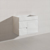 Macho 750mm Premium MDF Gloss White Wall Hung Vanity with Left/Right Hand Drawers