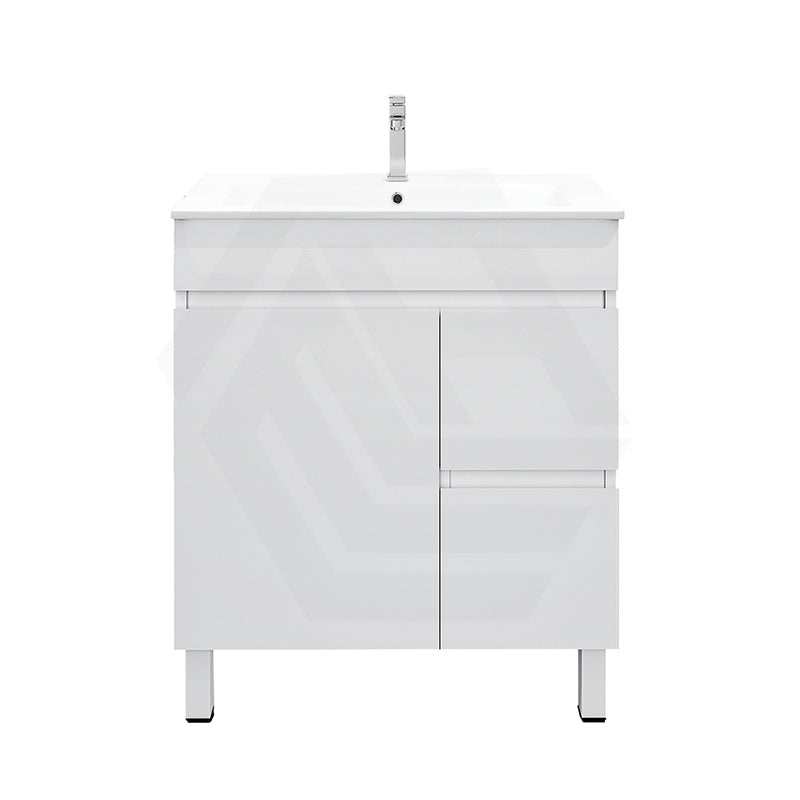 750mm Premium MDF Gloss White Freestanding Bathroom Vanity with Left/Right Hand Drawers