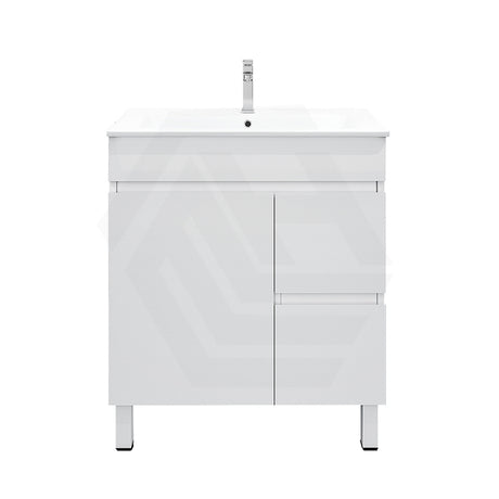 750mm Premium MDF Gloss White Freestanding Bathroom Vanity with Left/Right Hand Drawers